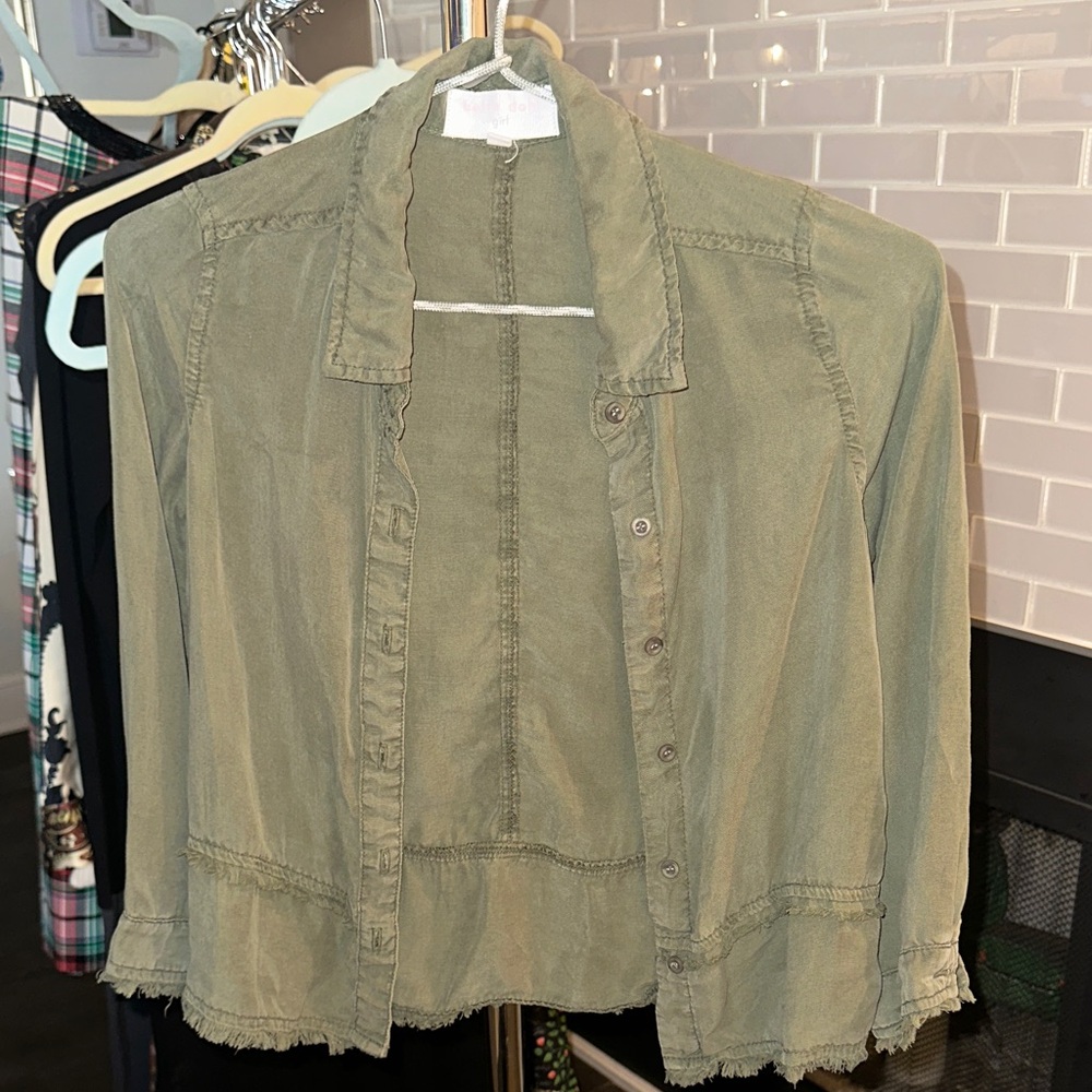 Bella Dahl Girls Olive Green Shirt